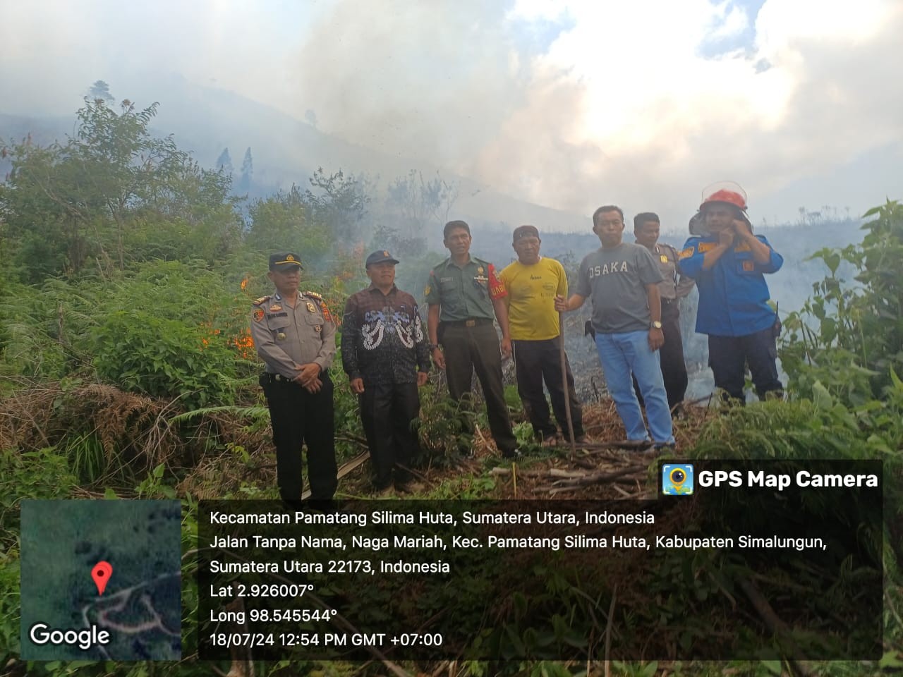 Polsek Saribudolok dan BPBD Simalungun Berjibaku Padamkan Kebakaran di Gunung Sipiso-Piso