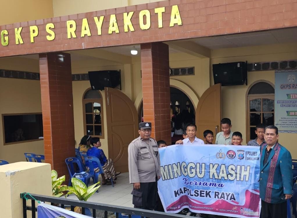 Polsek Raya Gelar Patroli Dialogis dan Program Minggu Kasih di Gereja GKPS Raya Kota