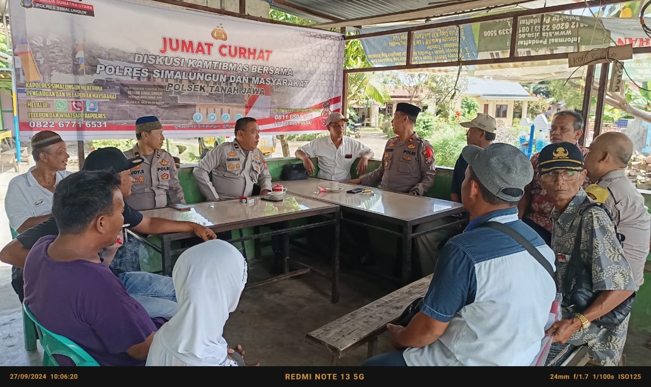 Polsek Tanah Jawa Gelar Kegiatan Jumat Curhat, Kompol Asmon Bufitra Ajak Warga Dukung Pemilukada