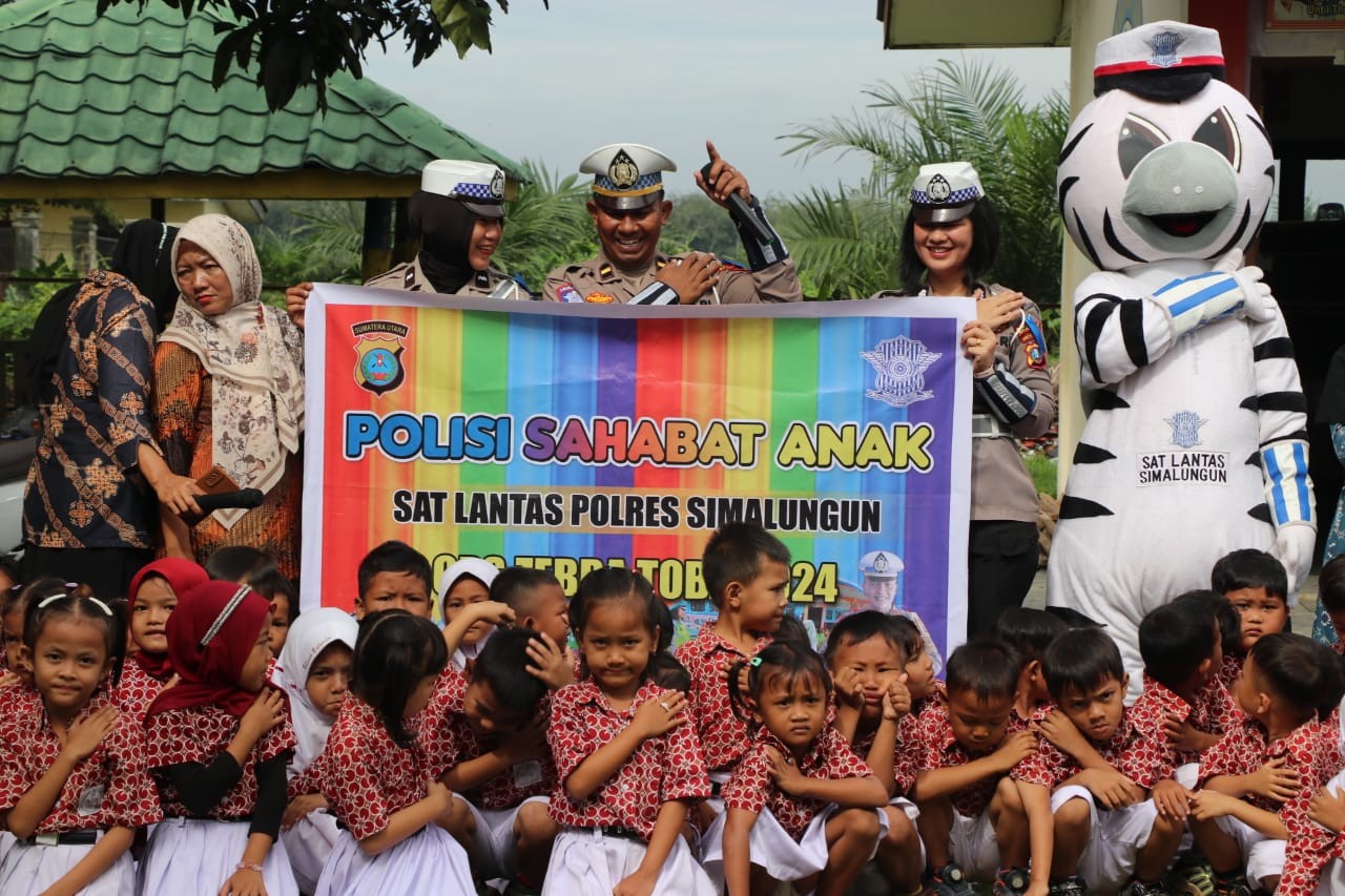 Satlantas Polres Simalungun Ajak Anak TK Berlatih Tertib Lalu Lintas