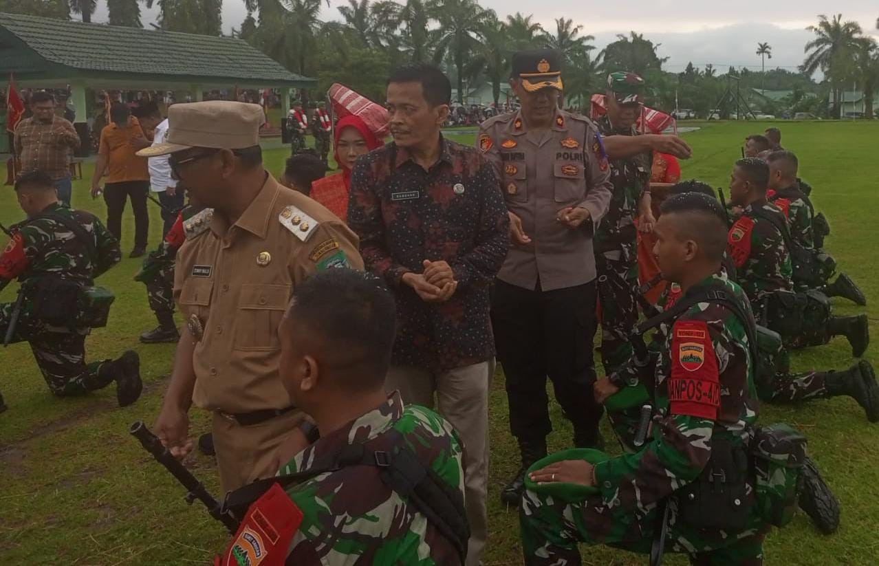 Kapolsek Tanah Jawa Wakili Kapolres Simalungun Sambut Satuan Tugas Pengamanan Perbatasan RI-PNG