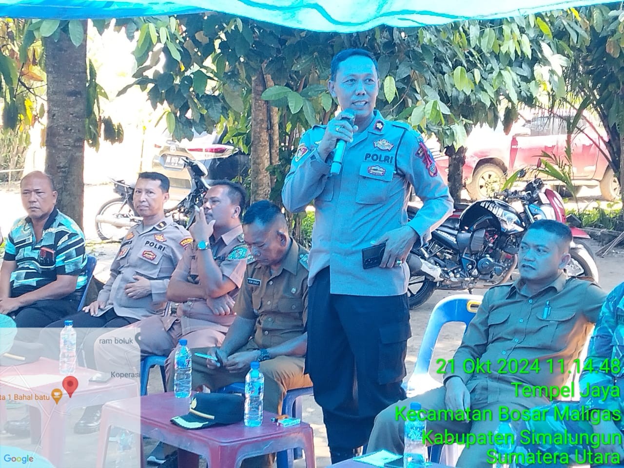 Kapolsek Tanah Jawa Sosialisasikan Kamtibmas dan Himbau Warga Dukung Sukses Pemilu di Rapat Pembangu