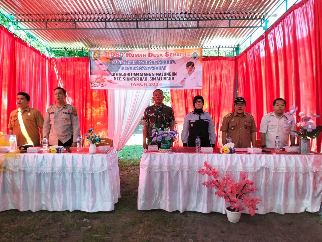 Kapolsek Bangun Hadiri Sosialisasi Bahaya Narkoba di Rumah Desa Sehat Nagori Pematang Simalungun