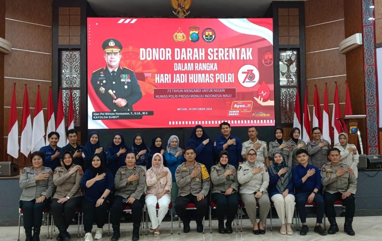 Polda Sumut Gelar Donor Darah Dalam Rangka HUT Humas Polri ke-73