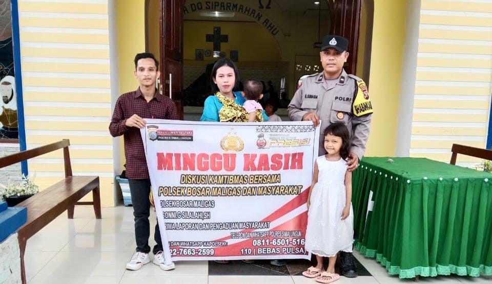 Polsek Bosar Maligas Gelar Program Minggu Kasih, Pastikan Keamanan dan Kenyamanan Ibadah di Gereja H