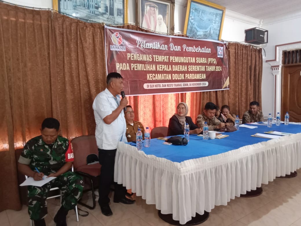 Polsek Dolok Pardamean Hadiri Pelantikan Pengawas TPS di Tigaras, Tegaskan Kesiapan Amankan Pemilu 2