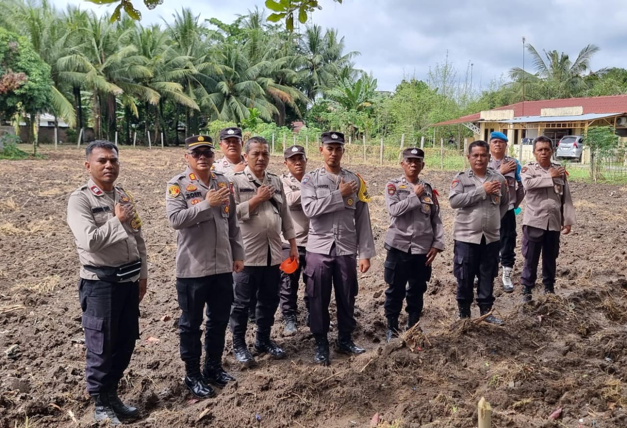 Polsek Perdagangan Gelar Program Ketahanan Pangan, Tanam Jagung di Lahan Asrama