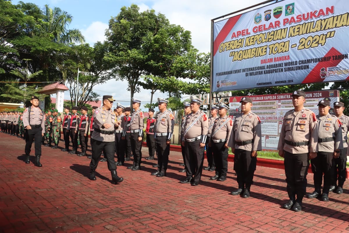 Polres Simalungun Gelar Apel Pasukan Pengamanan Kejuaraan Dunia Aquabike 2024